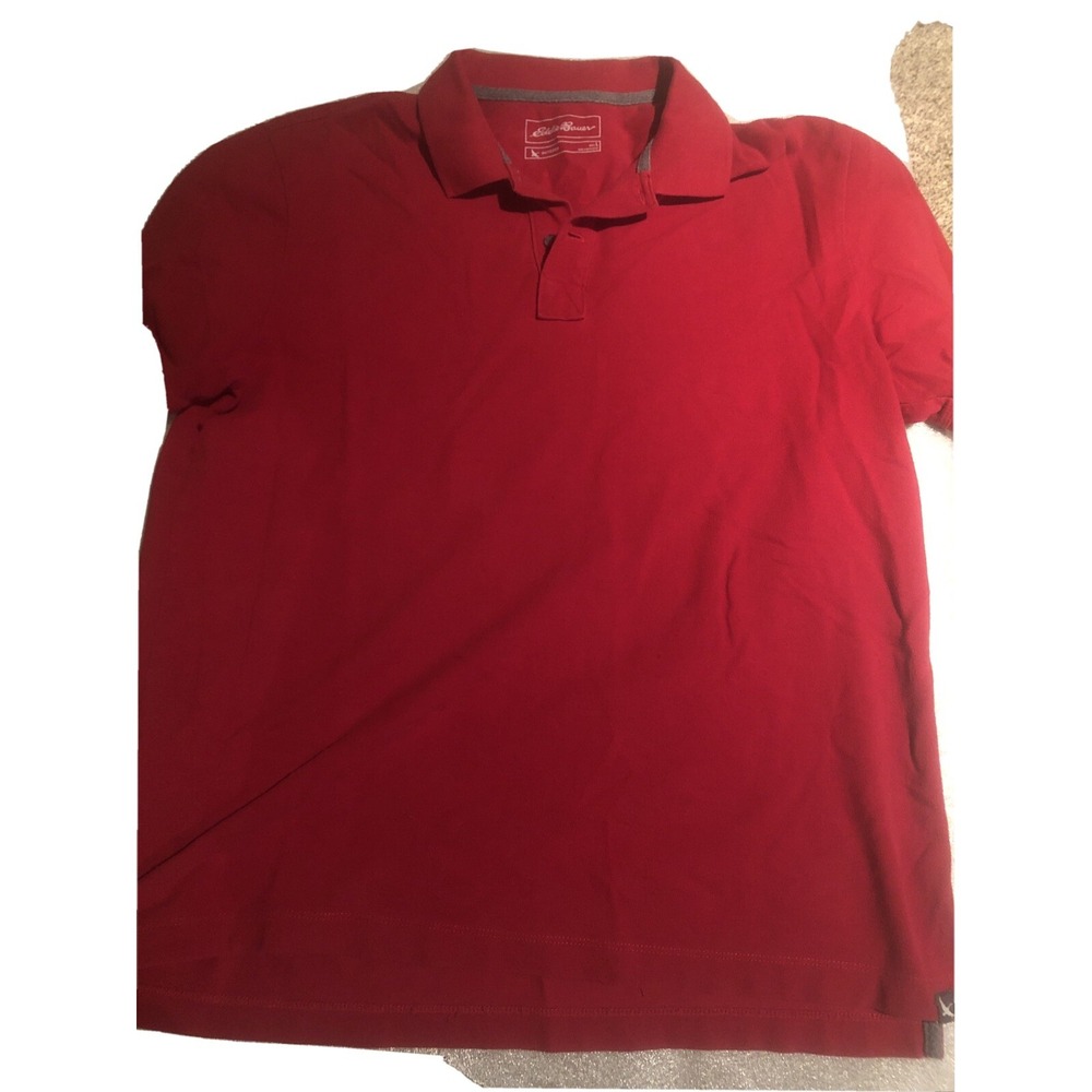 LL Bean Red Polo Shirt Golf Outdoor Wear Preowned Large - Picture 1 of 4